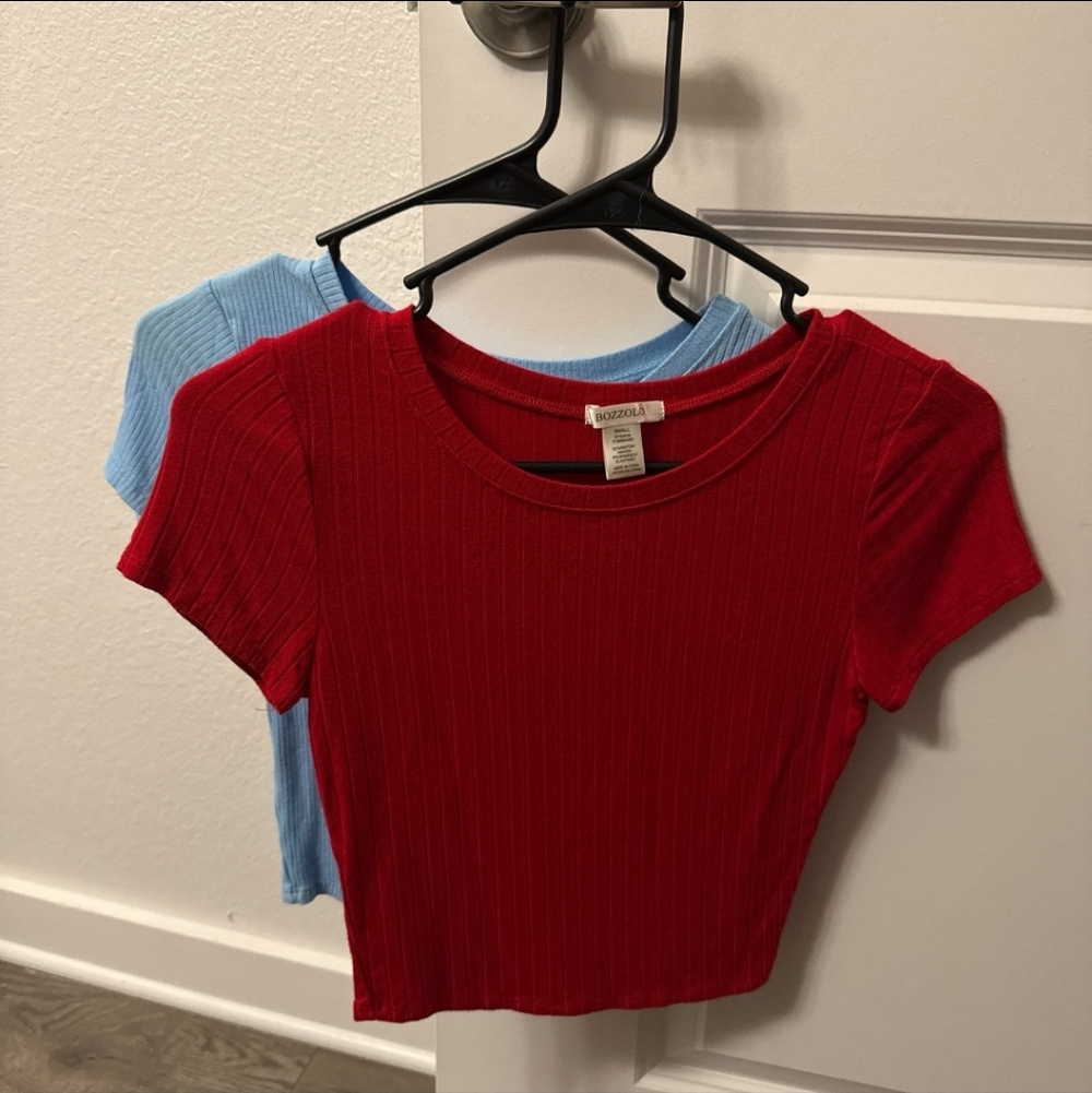 Bundle Bozzolo Ribbed Top Red & Blue Size Small - Picture 2 of 8
